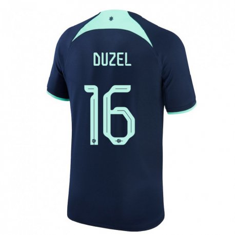 Kandiny Niño Camiseta Australia Luke Duzel #16 Azul Oscuro 2ª Equipación 22-24 La Camisa Chile