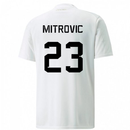 Kandiny Niño Camiseta Serbia Vuk Mitrovic #23 Blanco 2ª Equipación 22-24 La Camisa Chile