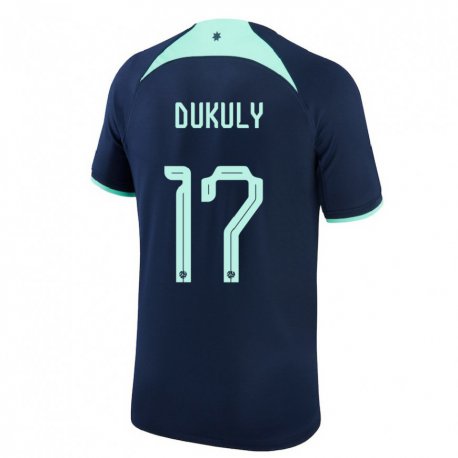 Kandiny Niño Camiseta Australia Yaya Dukuly #17 Azul Oscuro 2ª Equipación 22-24 La Camisa Chile