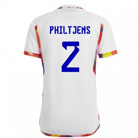 Kandiny Niño Camiseta Bélgica Davina Philtjens #2 Blanco 2ª Equipación 22-24 La Camisa Chile
