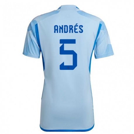 Kandiny Niño Camiseta España Ivana Andres #5 Cielo Azul 2ª Equipación 22-24 La Camisa Chile