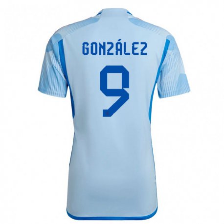 Kandiny Niño Camiseta España Esther Gonzalez #9 Cielo Azul 2ª Equipación 22-24 La Camisa Chile