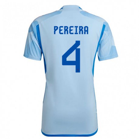 Kandiny Niño Camiseta España Andrea Pereira #4 Cielo Azul 2ª Equipación 22-24 La Camisa Chile