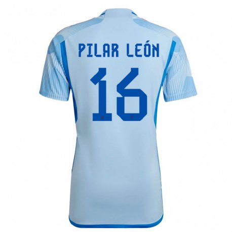 Kandiny Niño Camiseta España Maria Pilar Leon #16 Cielo Azul 2ª Equipación 22-24 La Camisa Chile