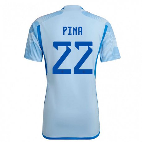 Kandiny Niño Camiseta España Claudia Pina #22 Cielo Azul 2ª Equipación 22-24 La Camisa Chile