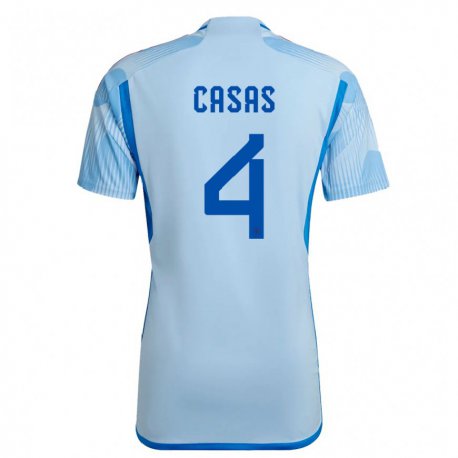 Kandiny Niño Camiseta España Arnau Casas #4 Cielo Azul 2ª Equipación 22-24 La Camisa Chile