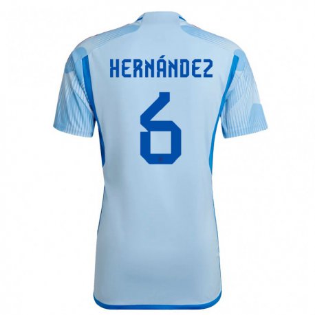 Kandiny Niño Camiseta España Gerard Hernandez #6 Cielo Azul 2ª Equipación 22-24 La Camisa Chile