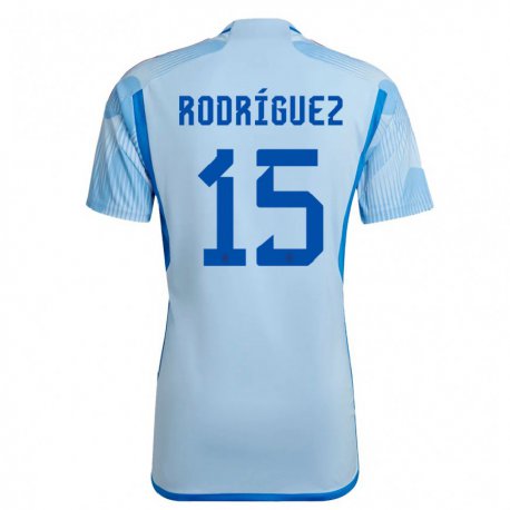 Kandiny Niño Camiseta España Dani Rodriguez #15 Cielo Azul 2ª Equipación 22-24 La Camisa Chile