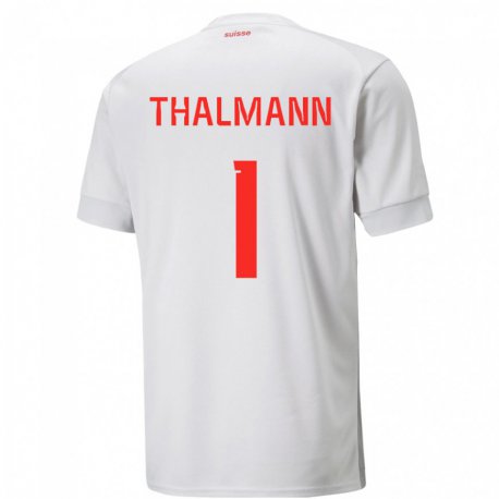 Kandiny Niño Camiseta Suiza Gaelle Thalmann #1 Blanco 2ª Equipación 22-24 La Camisa Chile