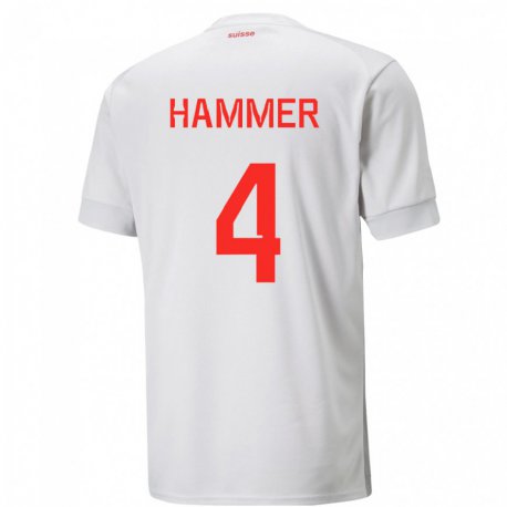 Kandiny Niño Camiseta Suiza Pascal Hammer #4 Blanco 2ª Equipación 22-24 La Camisa Chile