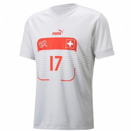Kandiny Niño Camiseta Suiza Leon Avdullahu #17 Blanco 2ª Equipación 22-24 La Camisa Chile