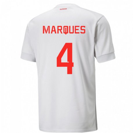 Kandiny Niño Camiseta Suiza Christian Marques #4 Blanco 2ª Equipación 22-24 La Camisa Chile