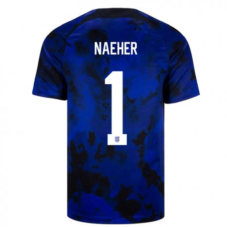 Kandiny Niño Camiseta Estados Unidos Alyssa Naeher #1 Azul Real 2ª Equipación 22-24 La Camisa Chile