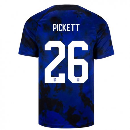 Kandiny Niño Camiseta Estados Unidos Carson Pickett #26 Azul Real 2ª Equipación 22-24 La Camisa Chile