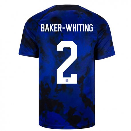 Kandiny Niño Camiseta Estados Unidos Reed Baker Whiting #2 Azul Real 2ª Equipación 22-24 La Camisa Chile
