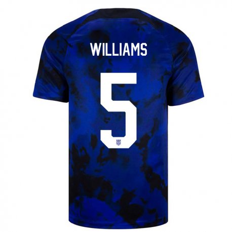 Kandiny Niño Camiseta Estados Unidos Thomas Williams #5 Azul Real 2ª Equipación 22-24 La Camisa Chile