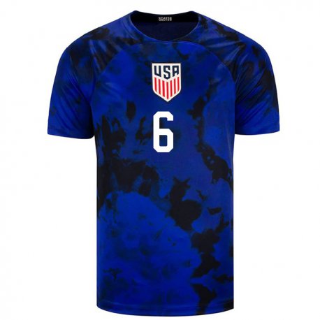 Kandiny Niño Camiseta Estados Unidos Kobi Henry #6 Azul Real 2ª Equipación 22-24 La Camisa Chile