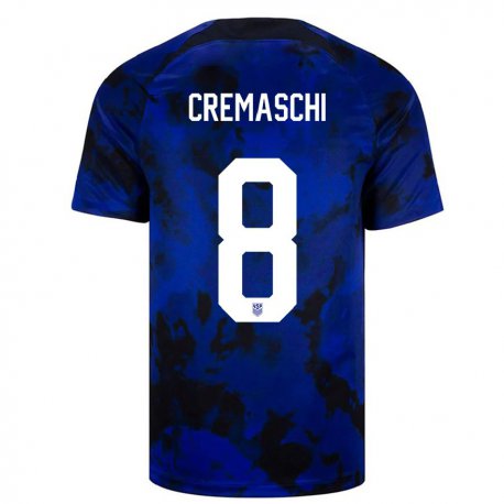 Kandiny Niño Camiseta Estados Unidos Benjamin Cremaschi #8 Azul Real 2ª Equipación 22-24 La Camisa Chile