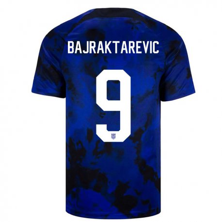 Kandiny Niño Camiseta Estados Unidos Esmir Bajraktarevic #9 Azul Real 2ª Equipación 22-24 La Camisa Chile