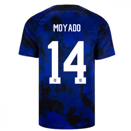 Kandiny Niño Camiseta Estados Unidos Bryan Moyado #14 Azul Real 2ª Equipación 22-24 La Camisa Chile