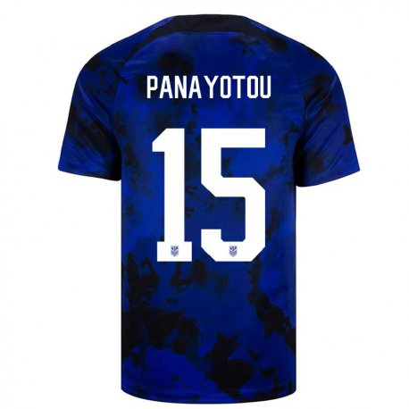 Kandiny Niño Camiseta Estados Unidos Jack Panayotou #15 Azul Real 2ª Equipación 22-24 La Camisa Chile