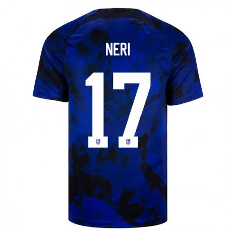 Kandiny Niño Camiseta Estados Unidos Rodrigo Neri #17 Azul Real 2ª Equipación 22-24 La Camisa Chile