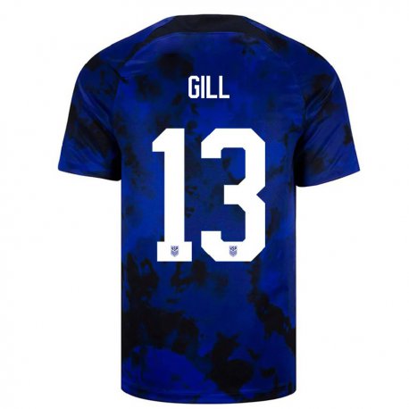 Kandiny Niño Camiseta Estados Unidos Adrian Gill #13 Azul Real 2ª Equipación 22-24 La Camisa Chile