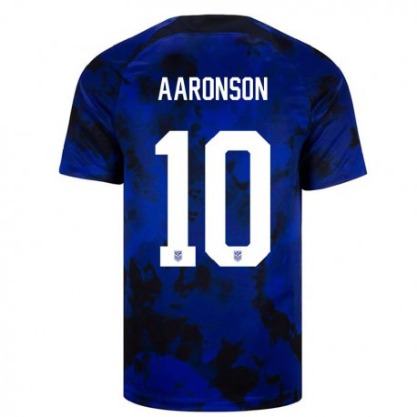 Kandiny Niño Camiseta Estados Unidos Paxten Aaronson #10 Azul Real 2ª Equipación 22-24 La Camisa Chile