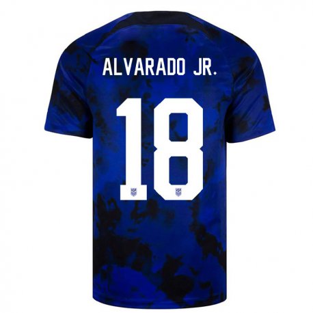Kandiny Niño Camiseta Estados Unidos Alejandro Alvarado Jr #18 Azul Real 2ª Equipación 22-24 La Camisa Chile