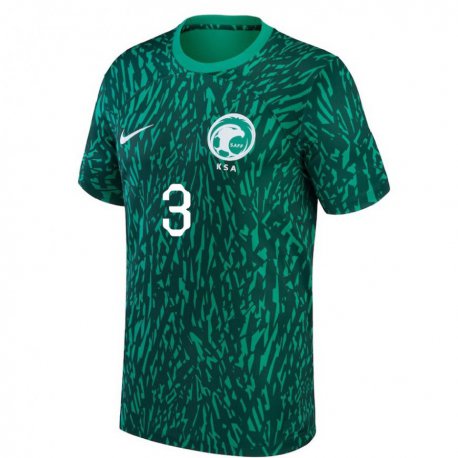 Kandiny Niño Camiseta Arabia Saudita Lin Muhammad #3 Verde Oscuro 2ª Equipación 22-24 La Camisa Chile