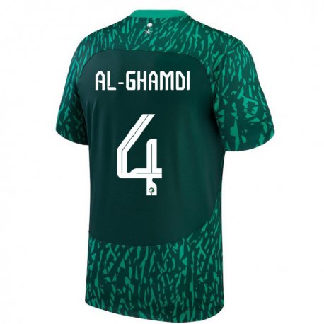 Kandiny Niño Camiseta Arabia Saudita Talah Al Ghamdi #4 Verde Oscuro 2ª Equipación 22-24 La Camisa Chile