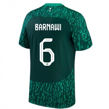 Kandiny Niño Camiseta Arabia Saudita Mohammed Barnawi #6 Verde Oscuro 2ª Equipación 22-24 La Camisa Chile