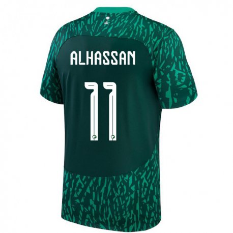 Kandiny Niño Camiseta Arabia Saudita Abbas Alhassan #11 Verde Oscuro 2ª Equipación 22-24 La Camisa Chile
