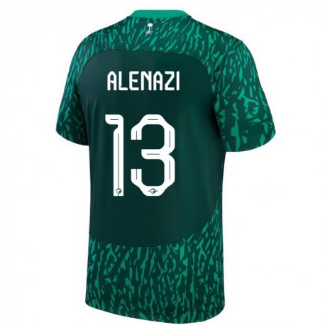 Kandiny Niño Camiseta Arabia Saudita Abdullah Alenazi #13 Verde Oscuro 2ª Equipación 22-24 La Camisa Chile