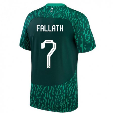 Kandiny Niño Camiseta Arabia Saudita Fahad Fallath #7 Verde Oscuro 2ª Equipación 22-24 La Camisa Chile