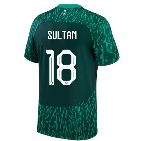 Kandiny Niño Camiseta Arabia Saudita Qasim Sultan #18 Verde Oscuro 2ª Equipación 22-24 La Camisa Chile
