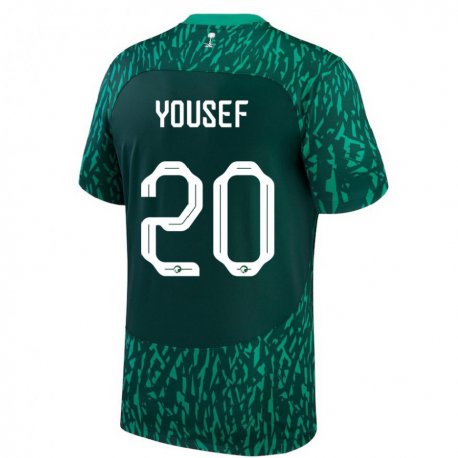 Kandiny Niño Camiseta Arabia Saudita Fares Yousef #20 Verde Oscuro 2ª Equipación 22-24 La Camisa Chile