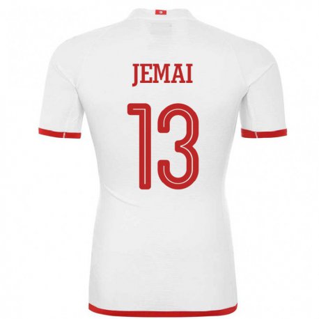 Kandiny Niño Camiseta Túnez Yasmine Jemai #13 Blanco 2ª Equipación 22-24 La Camisa Chile