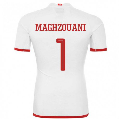 Kandiny Niño Camiseta Túnez Wassim Maghzouani #1 Blanco 2ª Equipación 22-24 La Camisa Chile