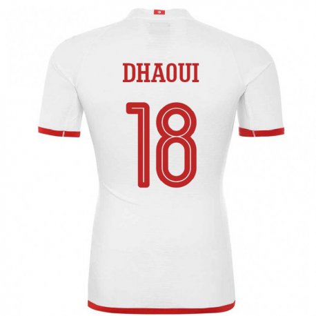 Kandiny Niño Camiseta Túnez Mouhamed Dhaoui #18 Blanco 2ª Equipación 22-24 La Camisa Chile