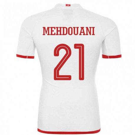 Kandiny Niño Camiseta Túnez Firas Mehdouani #21 Blanco 2ª Equipación 22-24 La Camisa Chile