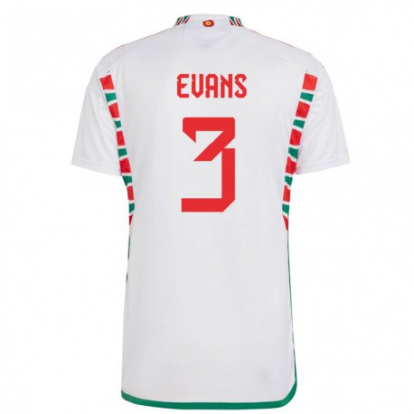 Kandiny Niño Camiseta Gales Gemma Evans #3 Blanco 2ª Equipación 22-24 La Camisa Chile
