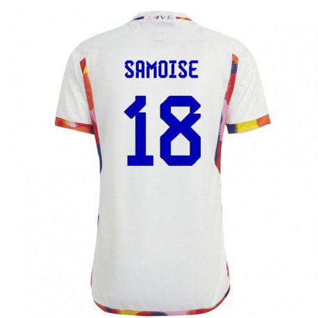 Kandiny Niño Camiseta Bélgica Matisse Samoise #18 Blanco 2ª Equipación 22-24 La Camisa Chile