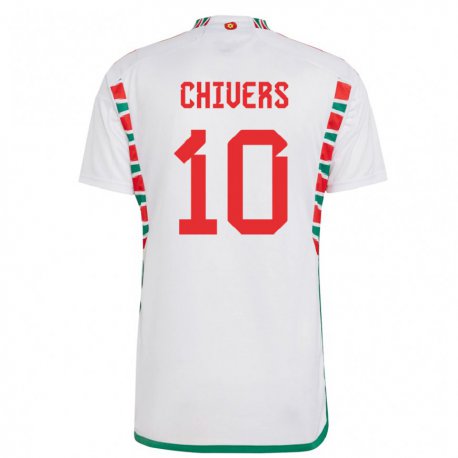 Kandiny Niño Camiseta Gales Chloe Chivers #10 Blanco 2ª Equipación 22-24 La Camisa Chile