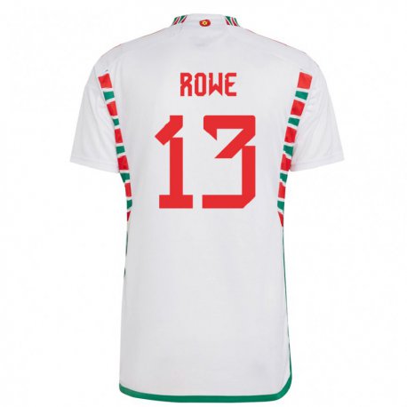 Kandiny Niño Camiseta Gales Rachel Rowe #13 Blanco 2ª Equipación 22-24 La Camisa Chile