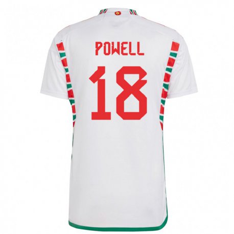 Kandiny Niño Camiseta Gales Ella Powell #18 Blanco 2ª Equipación 22-24 La Camisa Chile