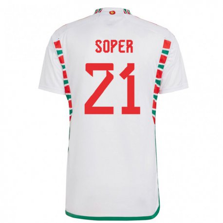 Kandiny Niño Camiseta Gales Poppy Soper #21 Blanco 2ª Equipación 22-24 La Camisa Chile