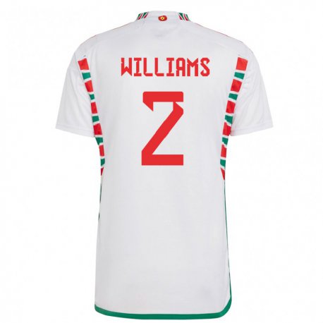 Kandiny Niño Camiseta Gales Morgan Williams #2 Blanco 2ª Equipación 22-24 La Camisa Chile