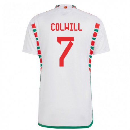 Kandiny Niño Camiseta Gales Joel Colwill #7 Blanco 2ª Equipación 22-24 La Camisa Chile