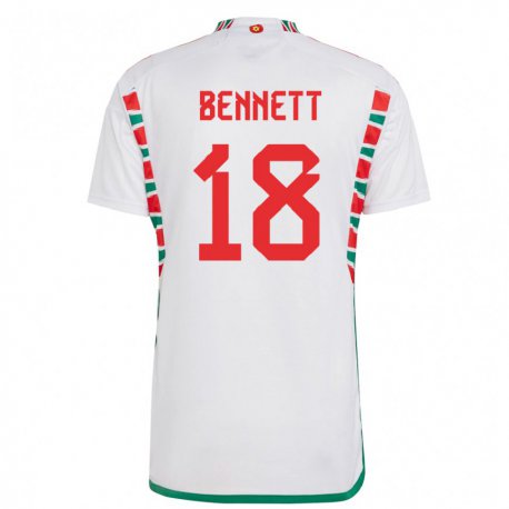 Kandiny Niño Camiseta Gales Murphy Bennett #18 Blanco 2ª Equipación 22-24 La Camisa Chile